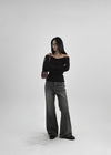 Shataring wide bootcut denim pants