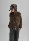 Rabbits Fur Hooded Cardigan