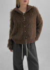 Rabbits Fur Hooded Cardigan