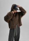Rabbits Fur Hooded Cardigan