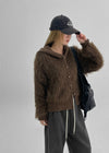 Rabbits Fur Hooded Cardigan