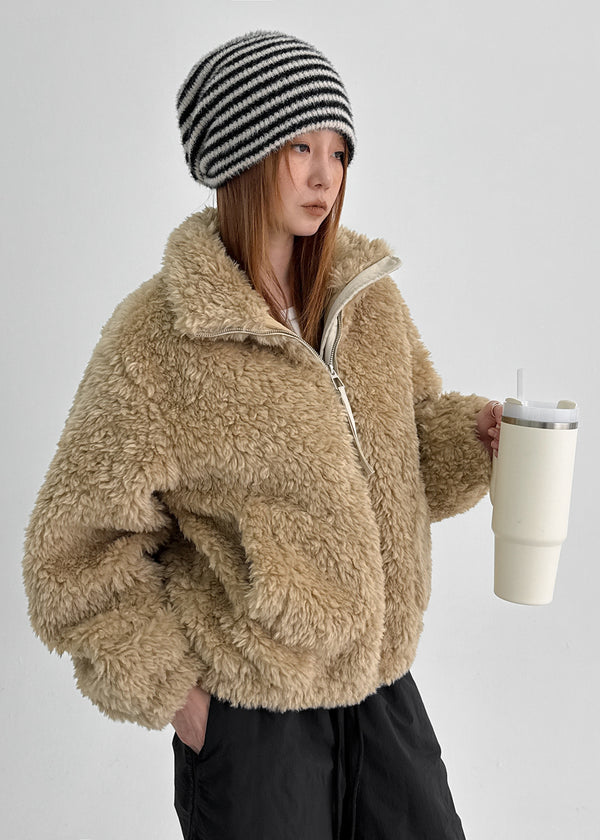 Peekaboo Fur Zip-up Jumper