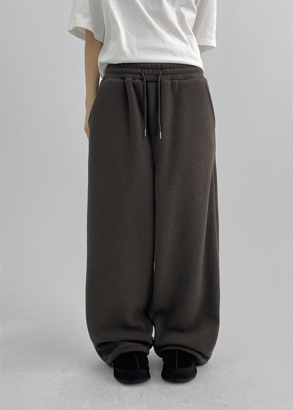 (UNISEX) Roll bendable fleece string pants