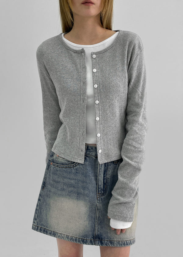 Lucie Basic Punching Cardigan