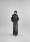 E-Twin High Neck Suede Zip-Up Jumper (2 oz)