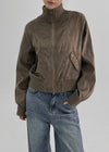 E-Twin High Neck Suede Zip-Up Jumper (2 oz)