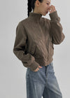 E-Twin High Neck Suede Zip-Up Jumper (2 oz)