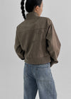 E-Twin High Neck Suede Zip-Up Jumper (2 oz)