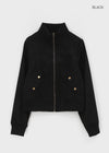 E-Twin High Neck Suede Zip-Up Jumper (2 oz)