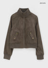 E-Twin High Neck Suede Zip-Up Jumper (2 oz)