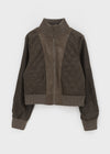 E-Twin High Neck Suede Zip-Up Jumper (2 oz)