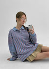 [MADE] Bolty Stripe Pique Collared T-shirt
