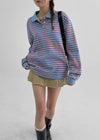 [MADE] Bolty Stripe Pique Collared T-shirt