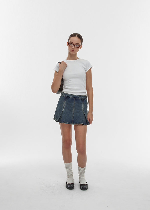 [B-BASIC] Pamantayang Maikling Manggas na Bilog na T-shirt na May Kalahating Manggas (2URI)