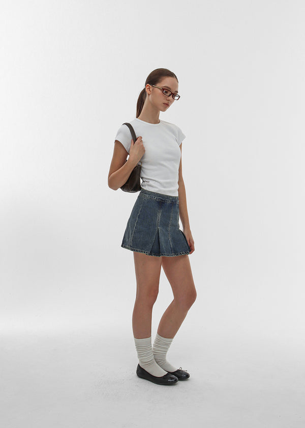 [B-BASIC] Pamantayang Maikling Manggas na Bilog na T-shirt na May Kalahating Manggas (2URI)