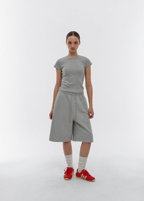 [B-BASIC] Pamantayang Maikling Manggas na Bilog na T-shirt na May Kalahating Manggas (2URI)