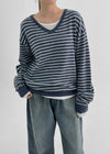 [MADE] Derromell V-neck Stripe Knit