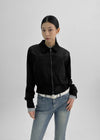 Áo khoác da lộn nửa crop Barb Western