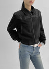 Áo khoác da lộn nửa crop Barb Western
