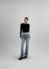 Áo khoác da lộn nửa crop Barb Western