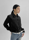 Áo khoác da lộn nửa crop Barb Western