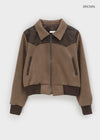 Áo khoác da lộn nửa crop Barb Western