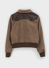 Áo khoác da lộn nửa crop Barb Western
