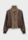 Áo khoác da lộn nửa crop Barb Western
