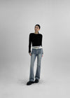[B-DENIM] BOTAS CORTAS BAJAS DE PANTALÓN ACAMPANADO 037