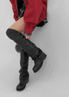 Moonki Oil Wash Buckle Leather Folding Boots