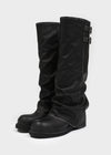 Moonki Oil Wash Buckle Leather Folding Boots