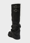 Moonki Oil Wash Buckle Leather Folding Boots