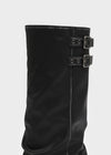 Moonki Oil Wash Buckle Leather Folding Boots