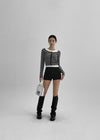 Sedit Stripe U-neck Crop Cardigan