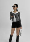 Sedit Stripe U-neck Crop Cardigan