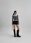 Sedit Stripe U-neck Crop Cardigan