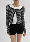 Sedit Stripe U-neck Crop Cardigan