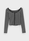 Sedit Stripe U-neck Crop Cardigan