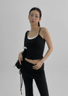 Ruffon Backless Layered Ribbed Sleeveless (Built-in Cap)