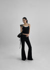 Ruffon Backless Layered Ribbed Sleeveless (Built-in Cap)