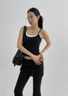Ruffon Backless Layered Ribbed Sleeveless (Built-in Cap)
