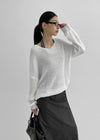 Rumpoin Loose Fit V-neck Knit