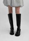 Milua Buckle Leather Long Boots