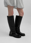 Milua Buckle Leather Long Boots