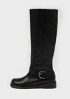 Milua Buckle Leather Long Boots