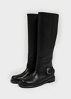 Milua Buckle Leather Long Boots