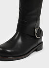 Milua Buckle Leather Long Boots