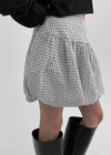 Treekeum Balloon Check Mini Skirt
