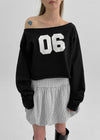 [MADE] Ferryty Boat Neck Printing Crop Long Sleeve T-shirt