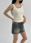 [MADE] Dobil Stripe Denim Miniskirt